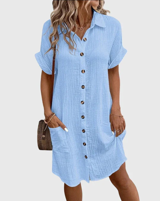 Velessa™ | Classic Relaxed Summer Shirt Dress