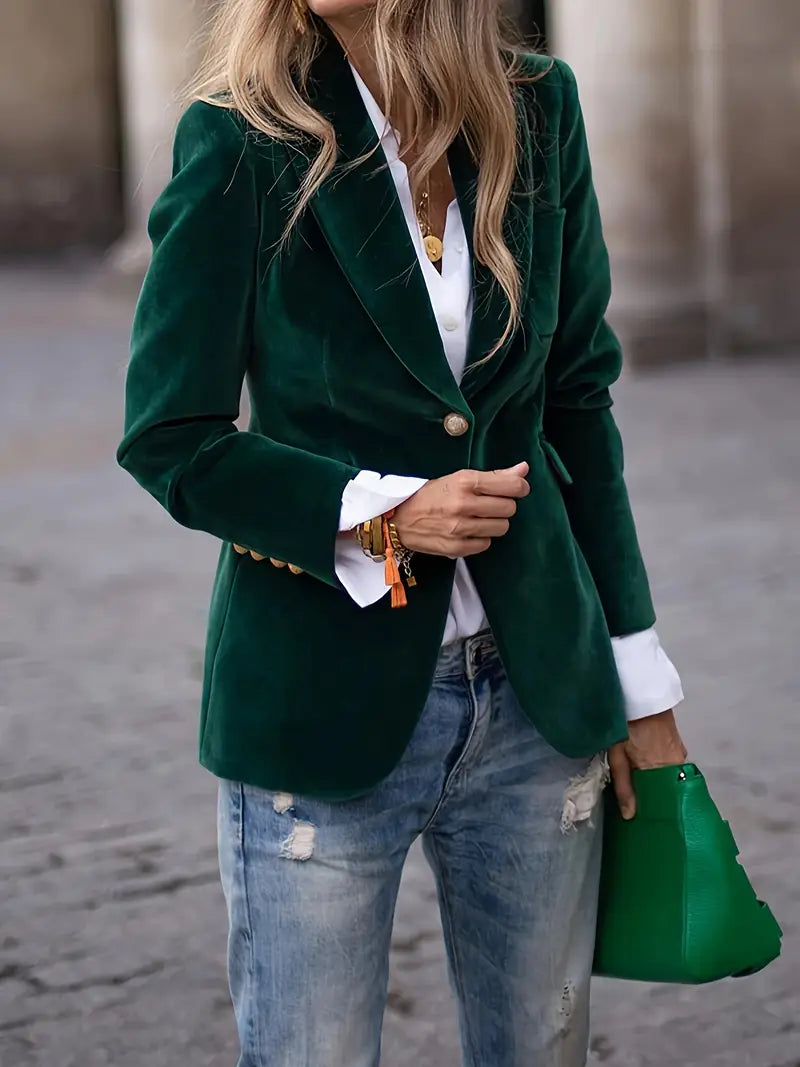 Yvana™ – Elegant Velvet Blazer for Effortless Seasonal Sophistication