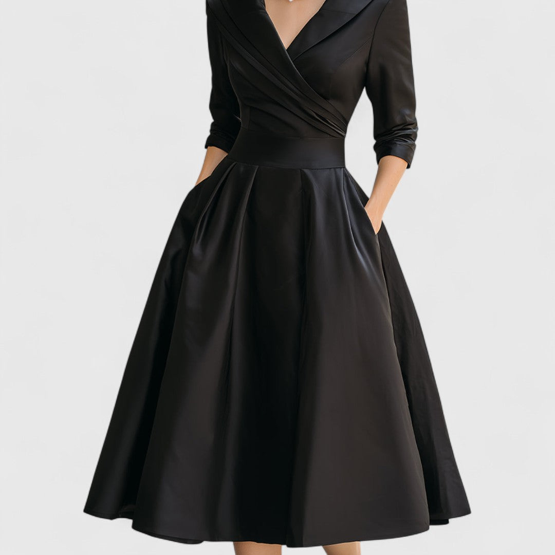 Women's Solid Satin Midi Dress