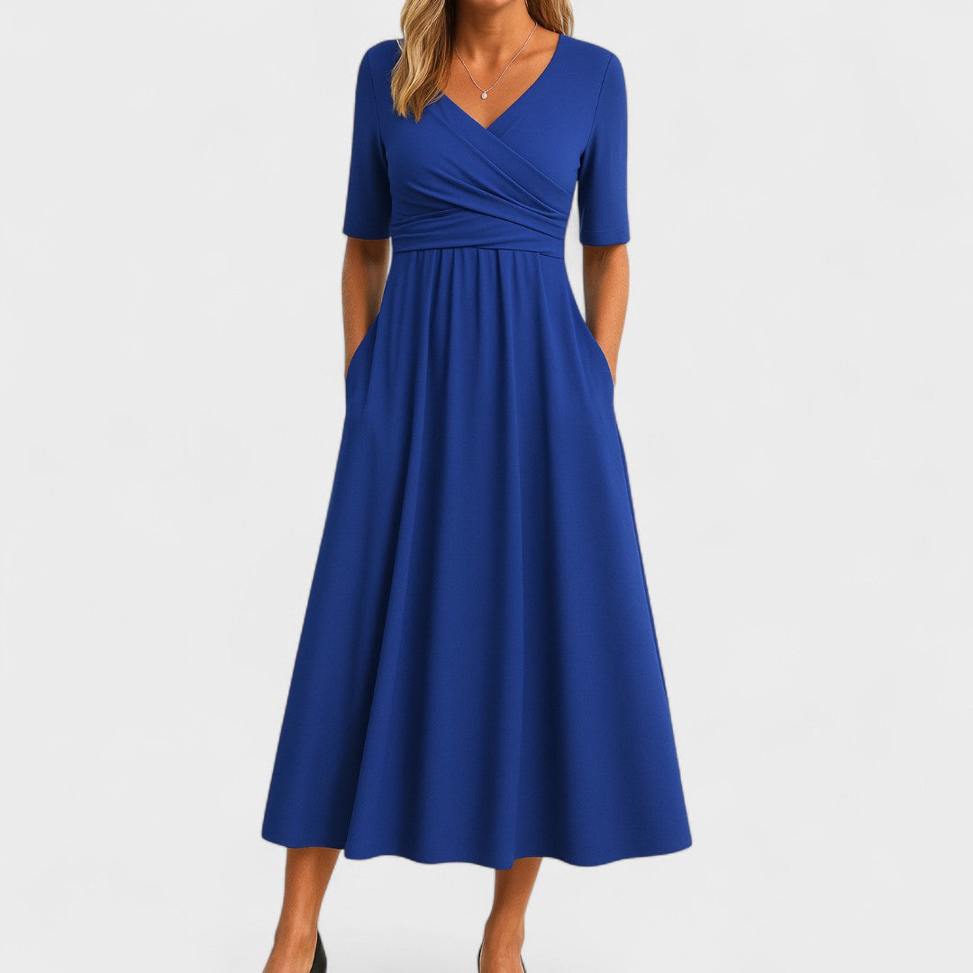 Women's Solid Satin Midi Dress