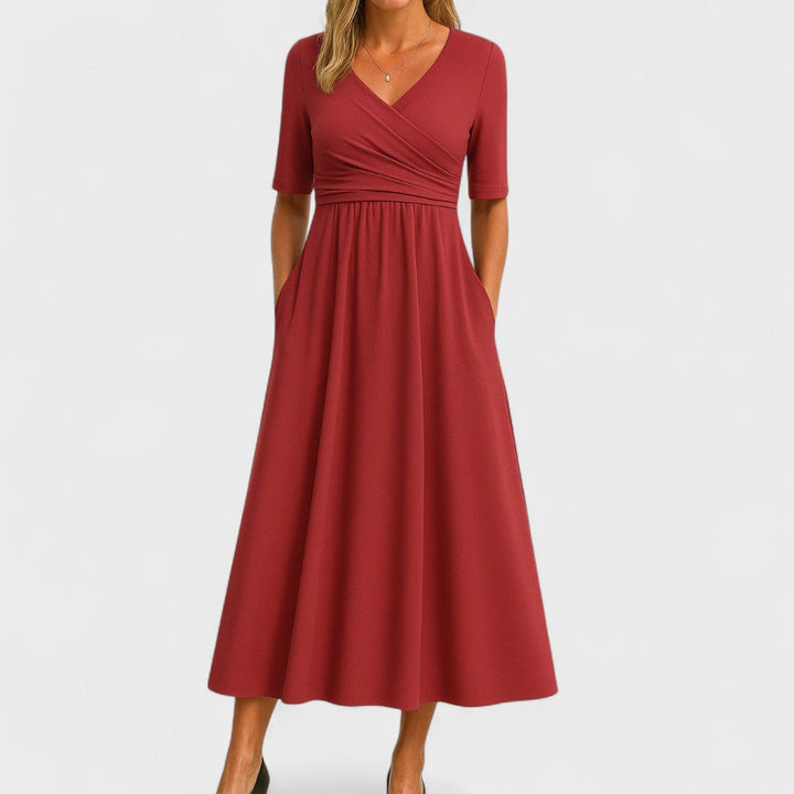 Women's Solid Satin Midi Dress