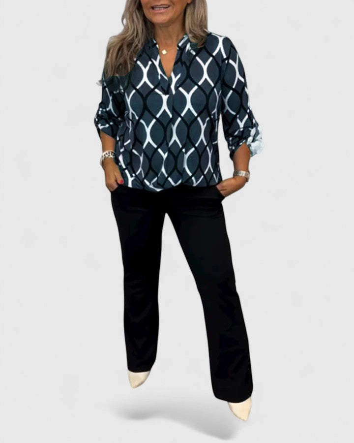 AUTUMN – GEOMETRIC PRINT BLOUSE