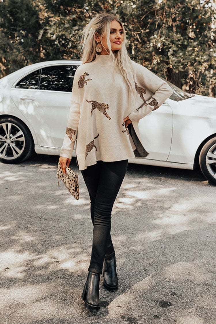 VIDA – CASUAL VINTAGE TIGER & LEOPARD PRINT TOP