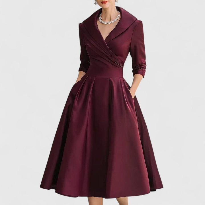 Women's Solid Satin Midi Dress