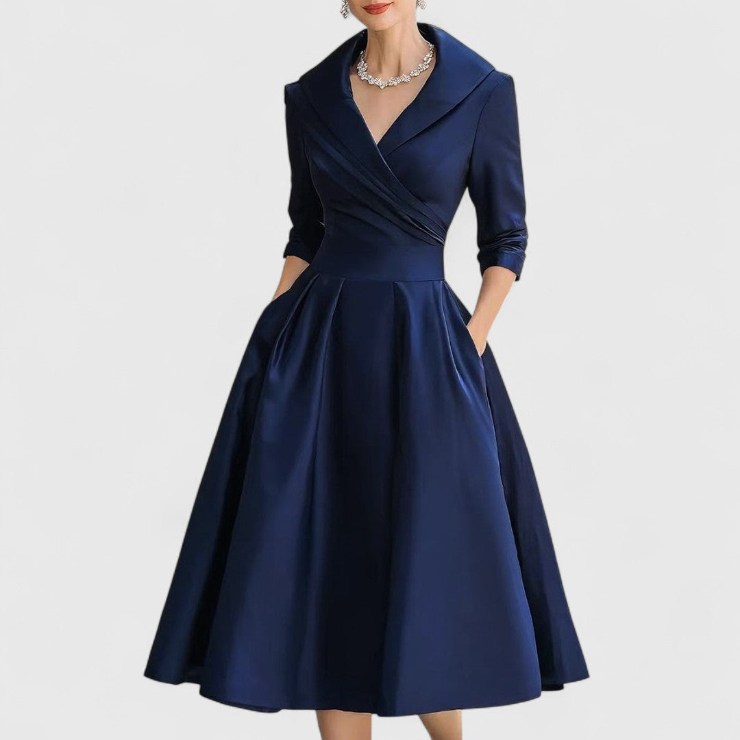 Women's Solid Satin Midi Dress