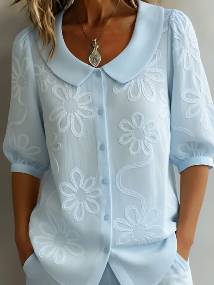 Aurélie — Lightweight Floral Blouse Natural Elegance