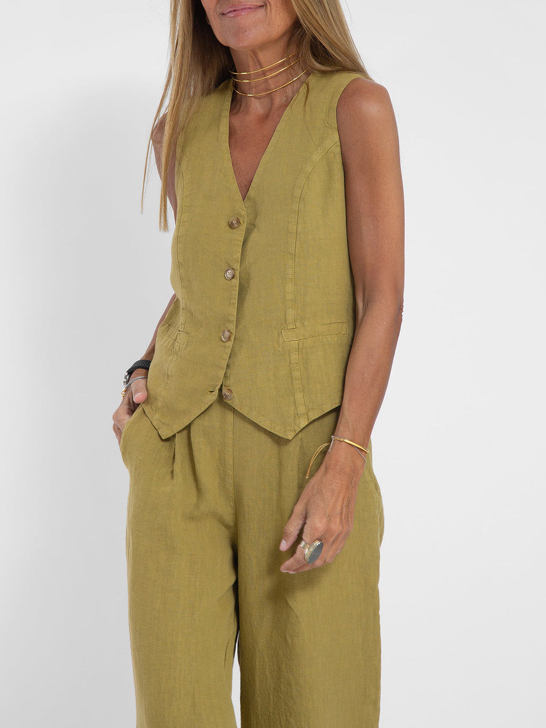Aira – Elegant Two-Piece Set with Waistcoat and Wide-Leg Trousers