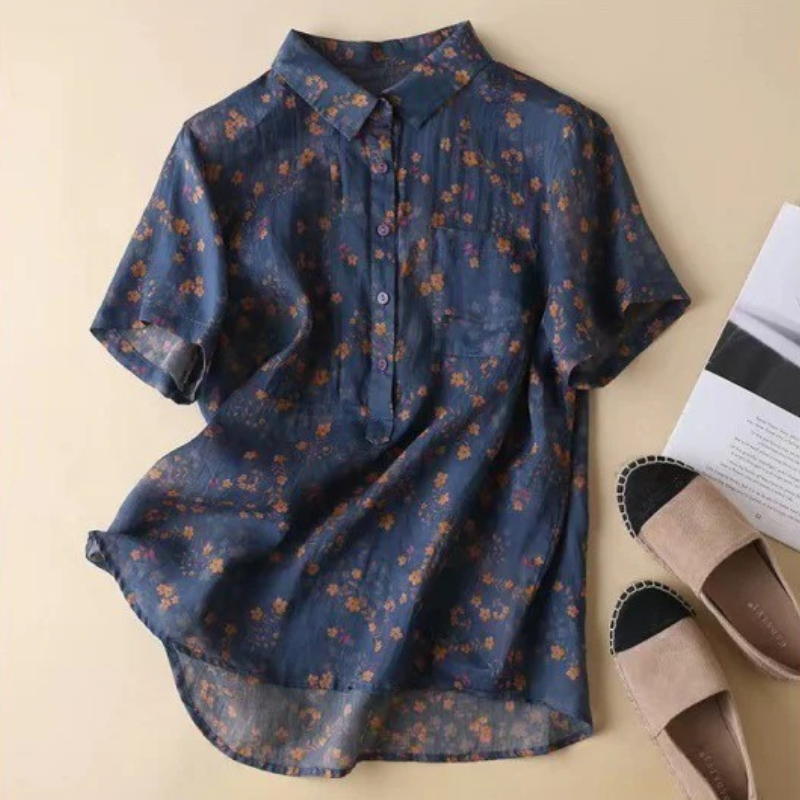 Maribel – Floral Half-Placket Shirt