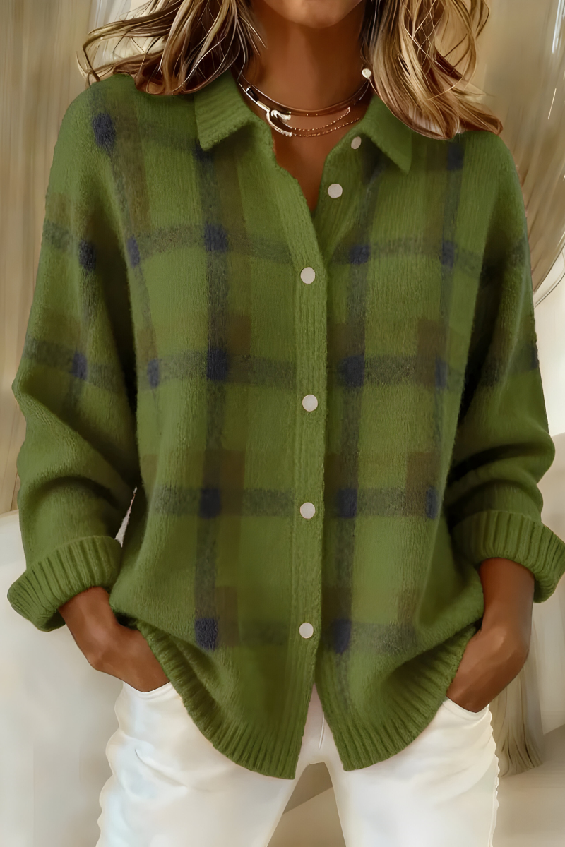 Anna - Soft Knit Plaid Cardigan