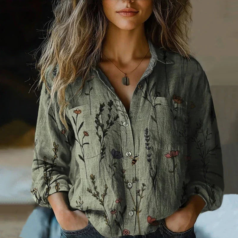 MONICA™ - VINTAGE PRINTED SPRING BLOUSE