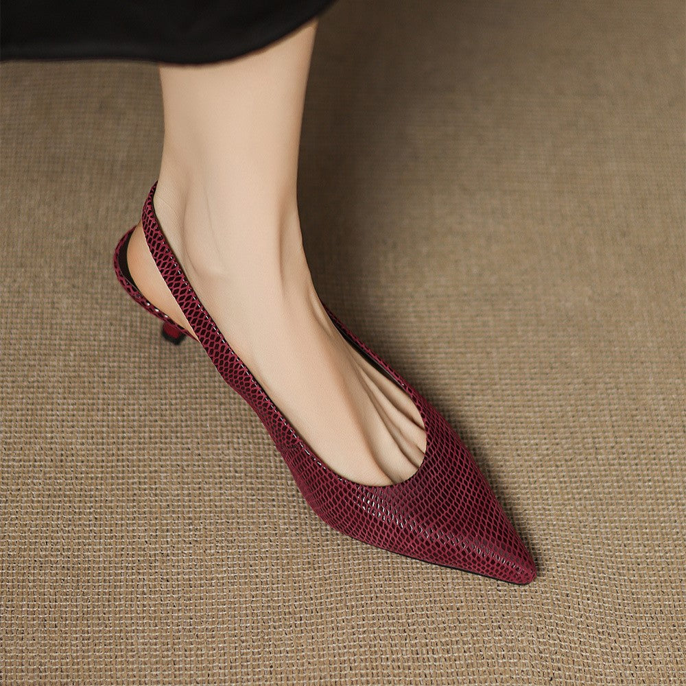 Céliane Pointed Leather Slingback Heels