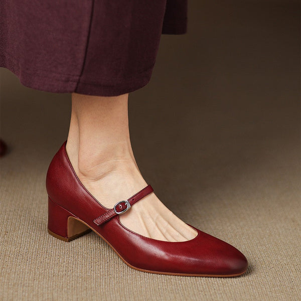 Corinne Leather Round-Toe Mary Jane
