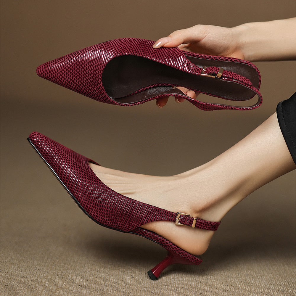Céliane Pointed Leather Slingback Heels