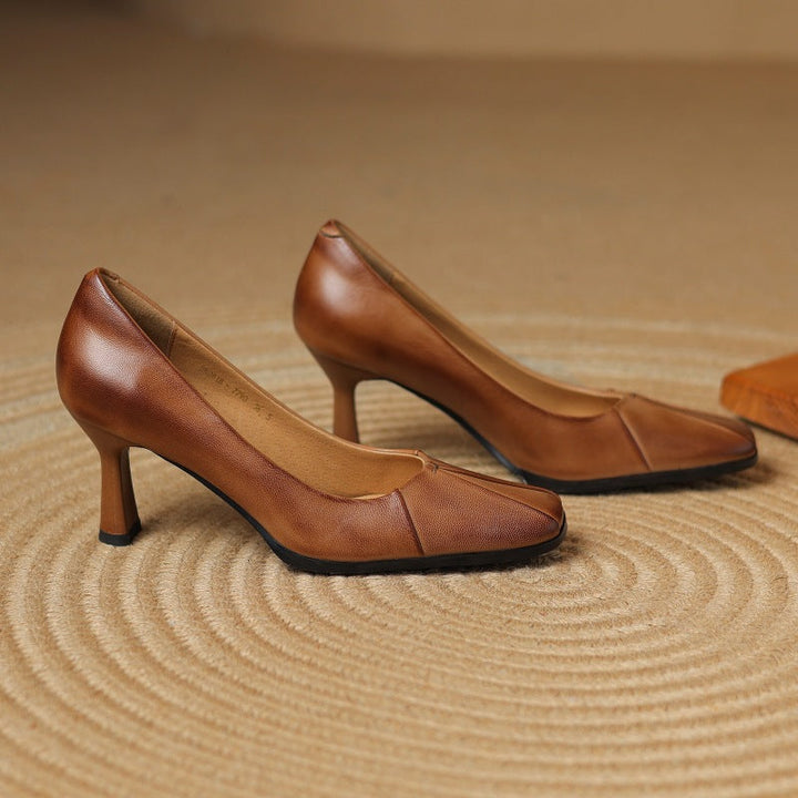 Marisol Leather Square-Toe Pumps