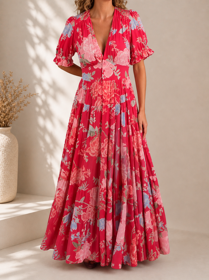 Minelda | Elegant Floral V-neck Dress