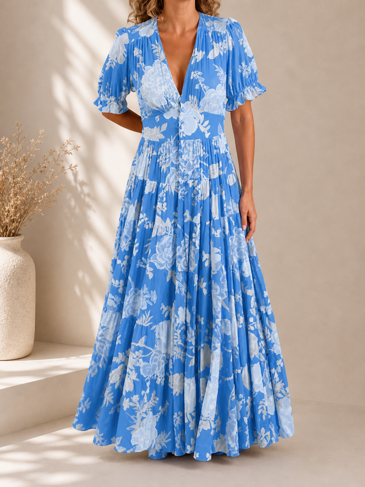 Minelda | Elegant Floral V-neck Dress