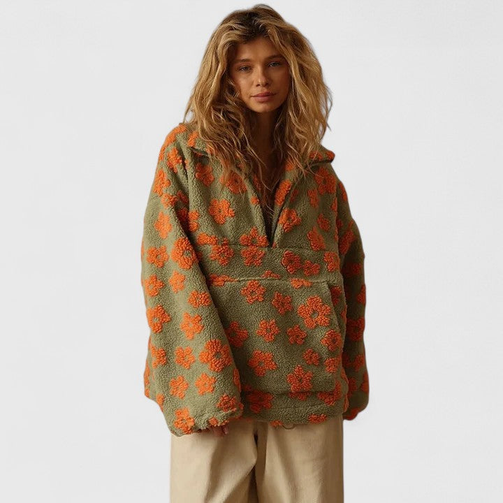 DAISY – RETRO BLOOM SHERPA PULLOVER