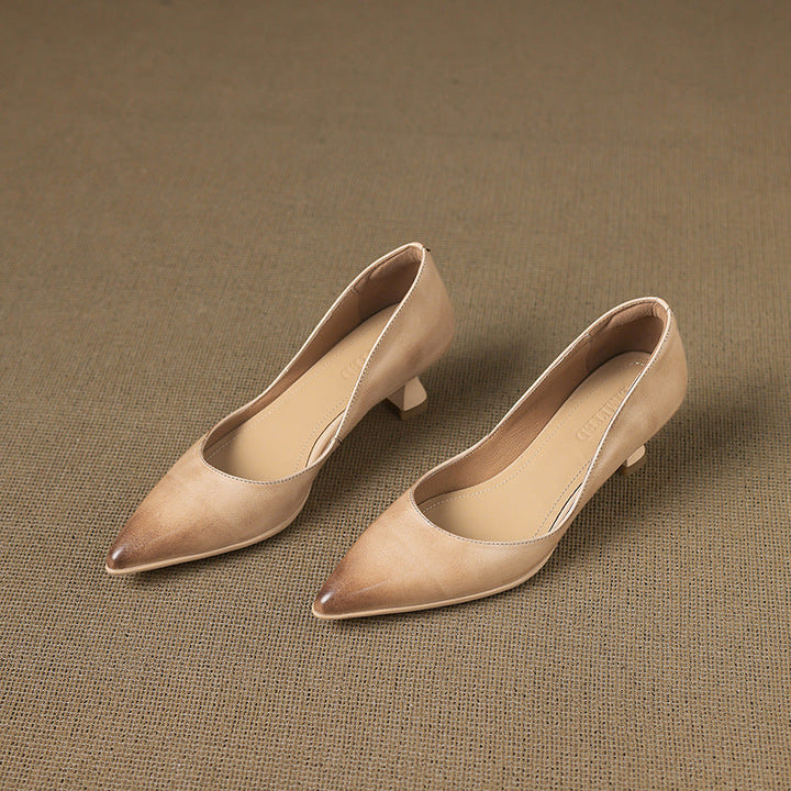 Calenne Leather Kitten Heels