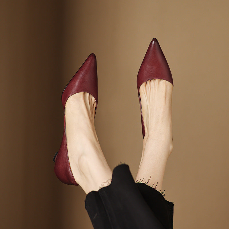 Ceyra Leather Kitten Heels