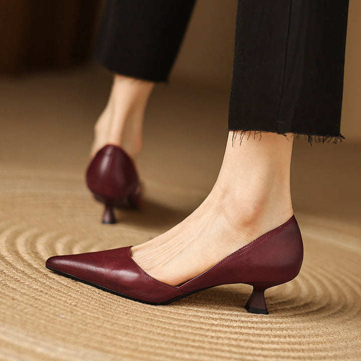 Ceyra Leather Kitten Heels