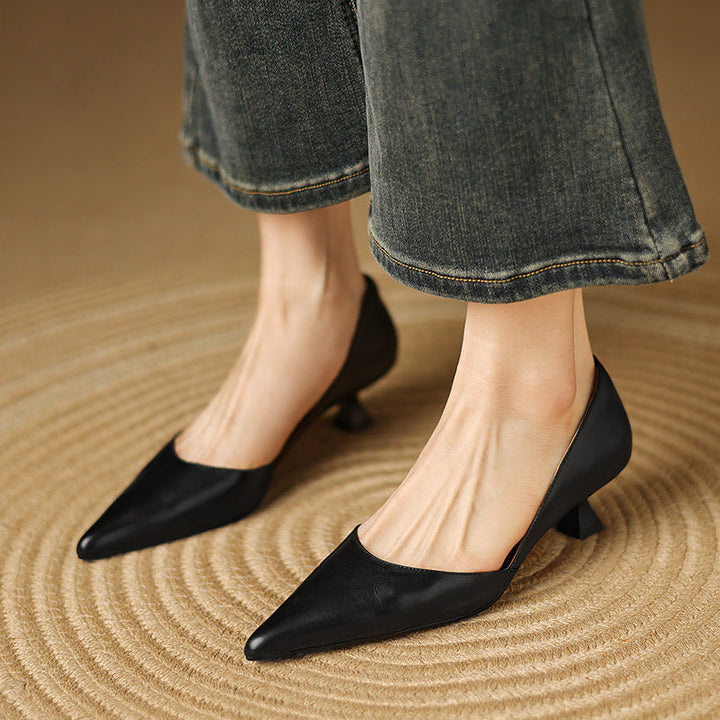 Ceyra Leather Kitten Heels