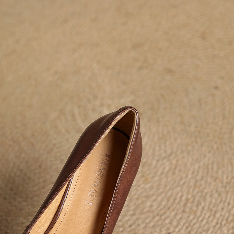 Elviera Square Leather Pumps