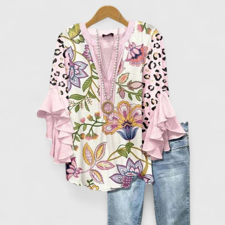 DELLILAH – FLOWY V-NECK BLOUSE