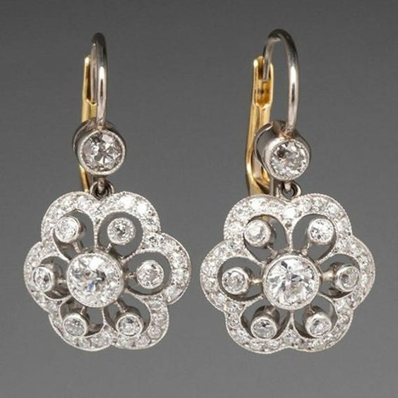 Crystal-Embellished Mandala Vintage Earrings