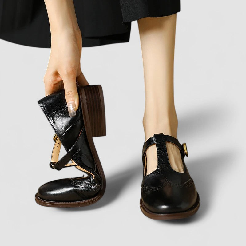 ANDREA – VINTAGE T-STRAP LEATHER SHOES