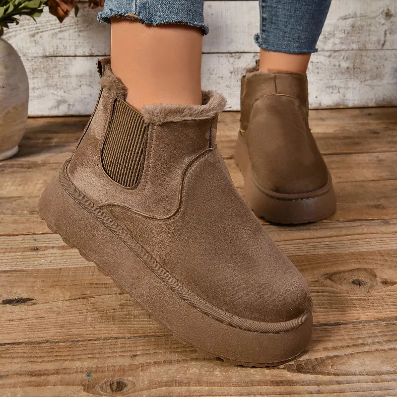 SnowLuxe™ | Women's Suede Fur Ankle Boots