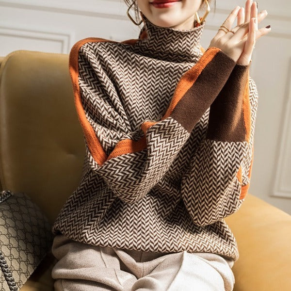 Herringbone Luxe Turtleneck
