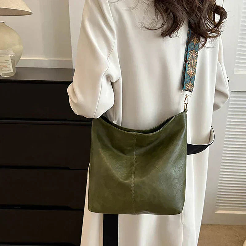Embjørg | Classic Shoulder Bag with Adjustable Patterned Strap
