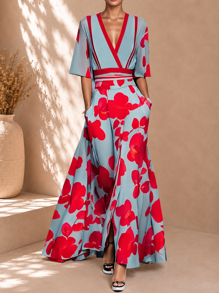 Women's Floral Satin Dress