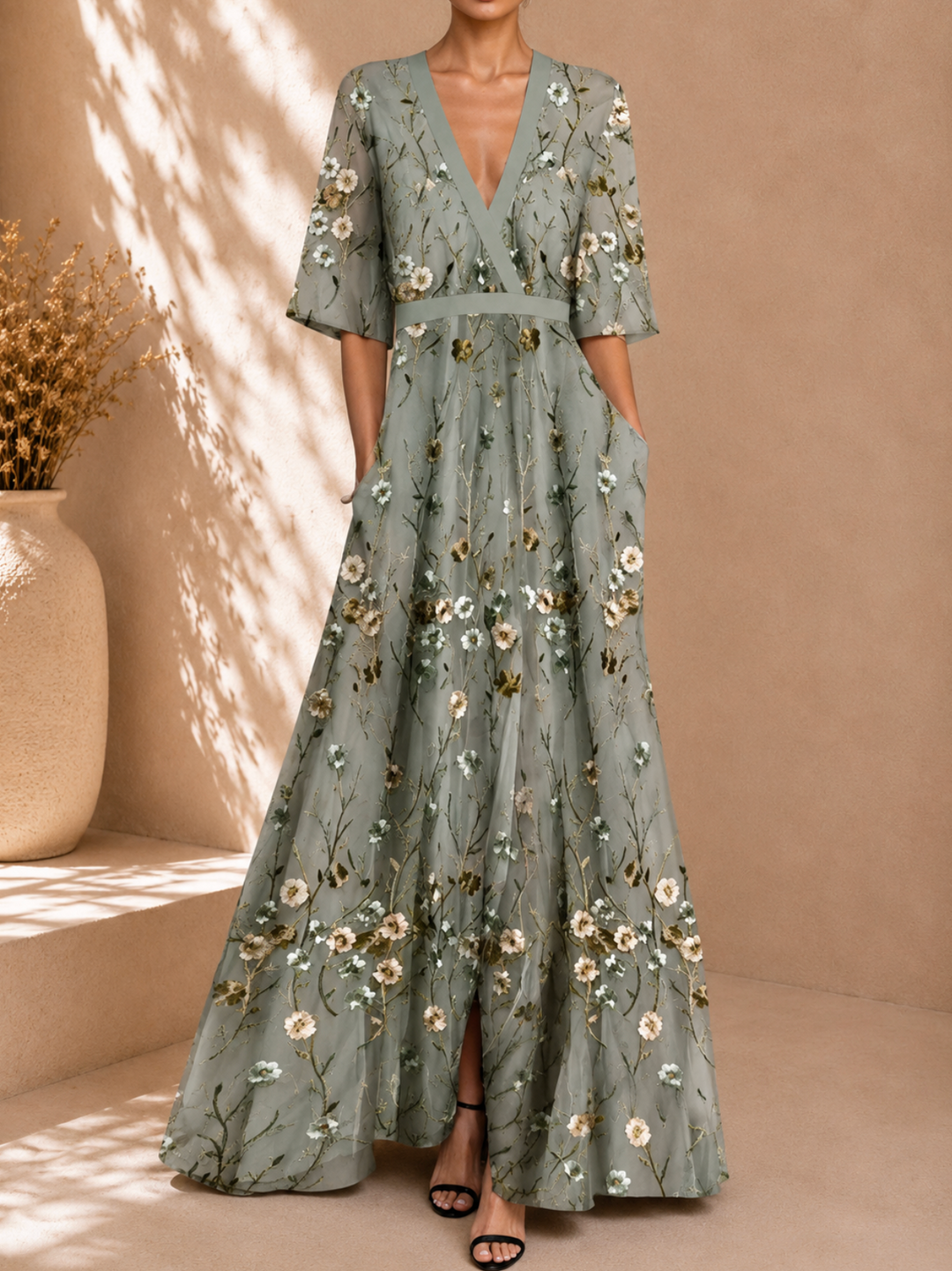 Women's Floral Satin Dress