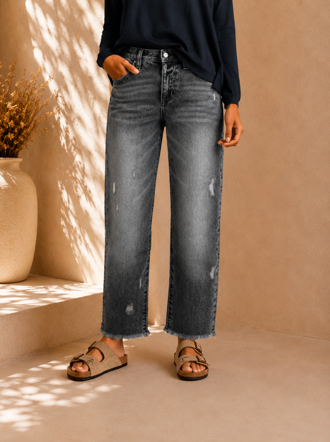 Aberjean™ | Retro Cropped Straight Jeans