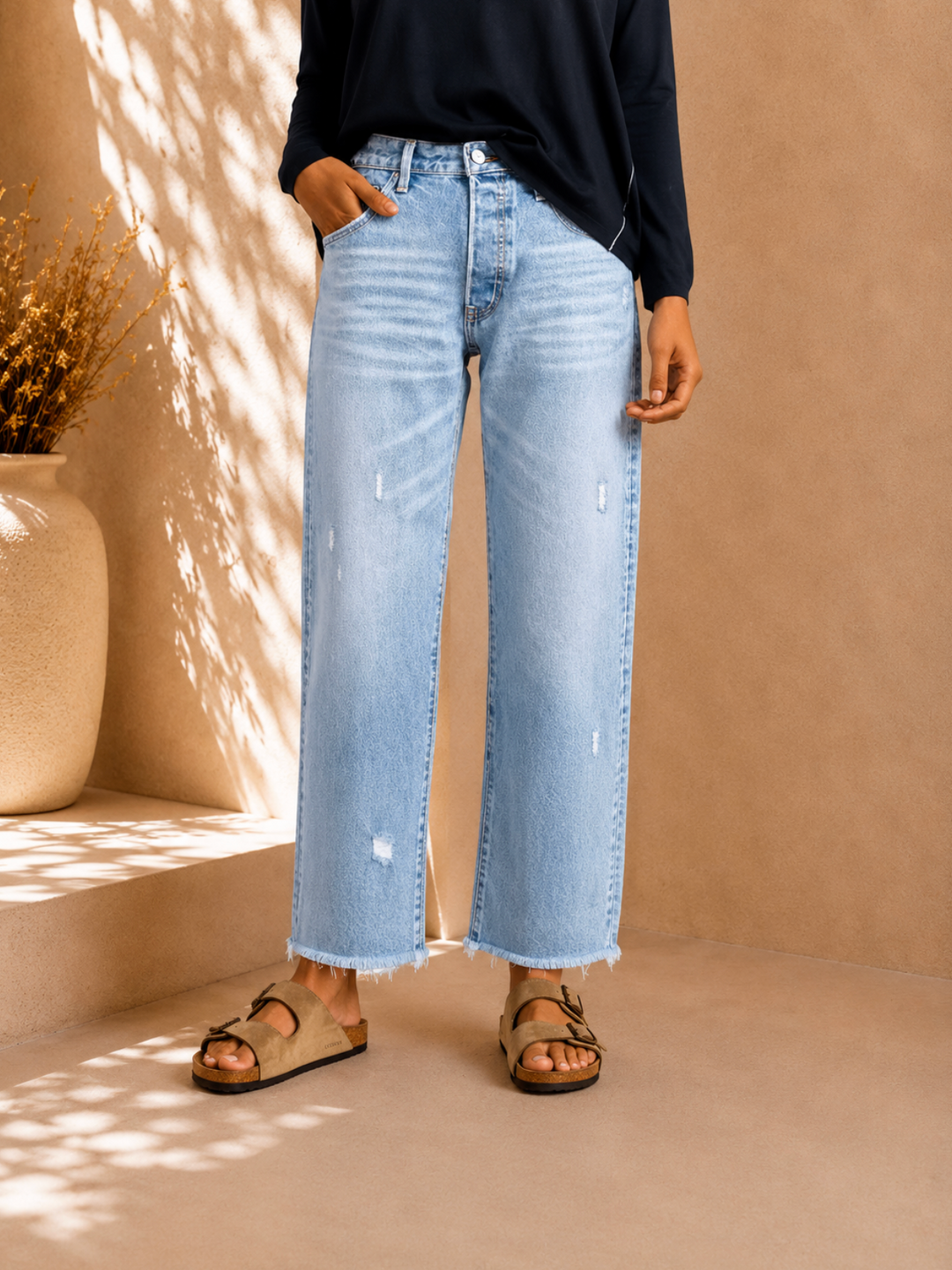 Aberjean™ | Retro Cropped Straight Jeans
