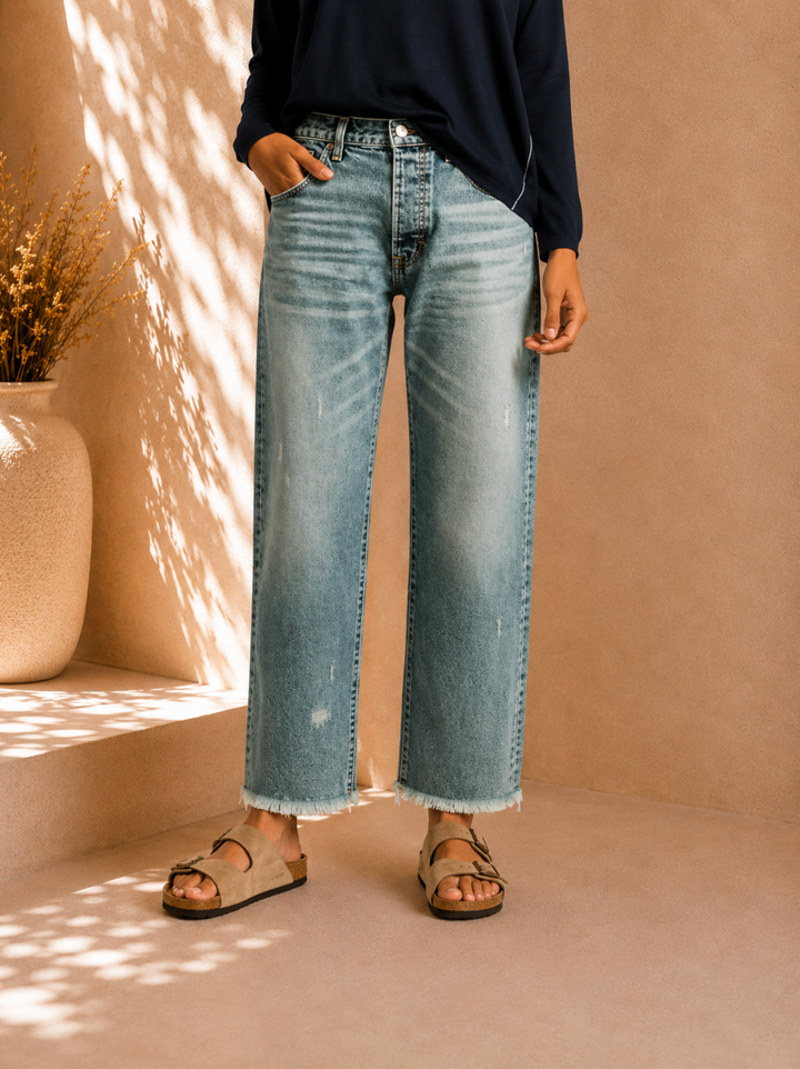 Aberjean™ | Retro Cropped Straight Jeans