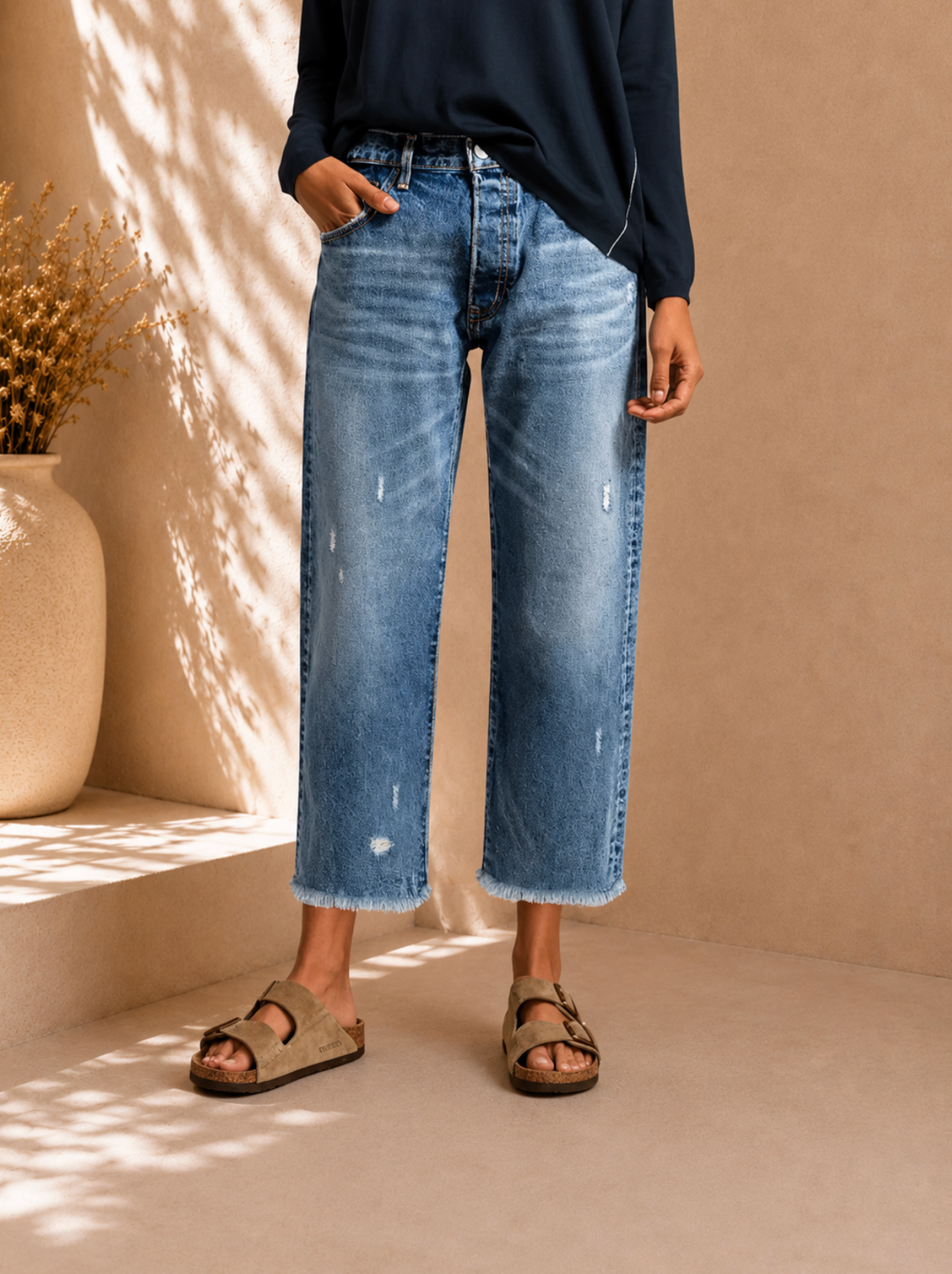 Aberjean™ | Retro Cropped Straight Jeans