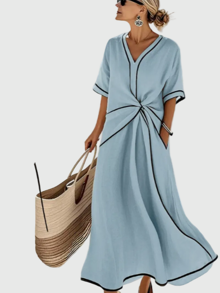 Ryza | Draped Coastal Maxi Dress