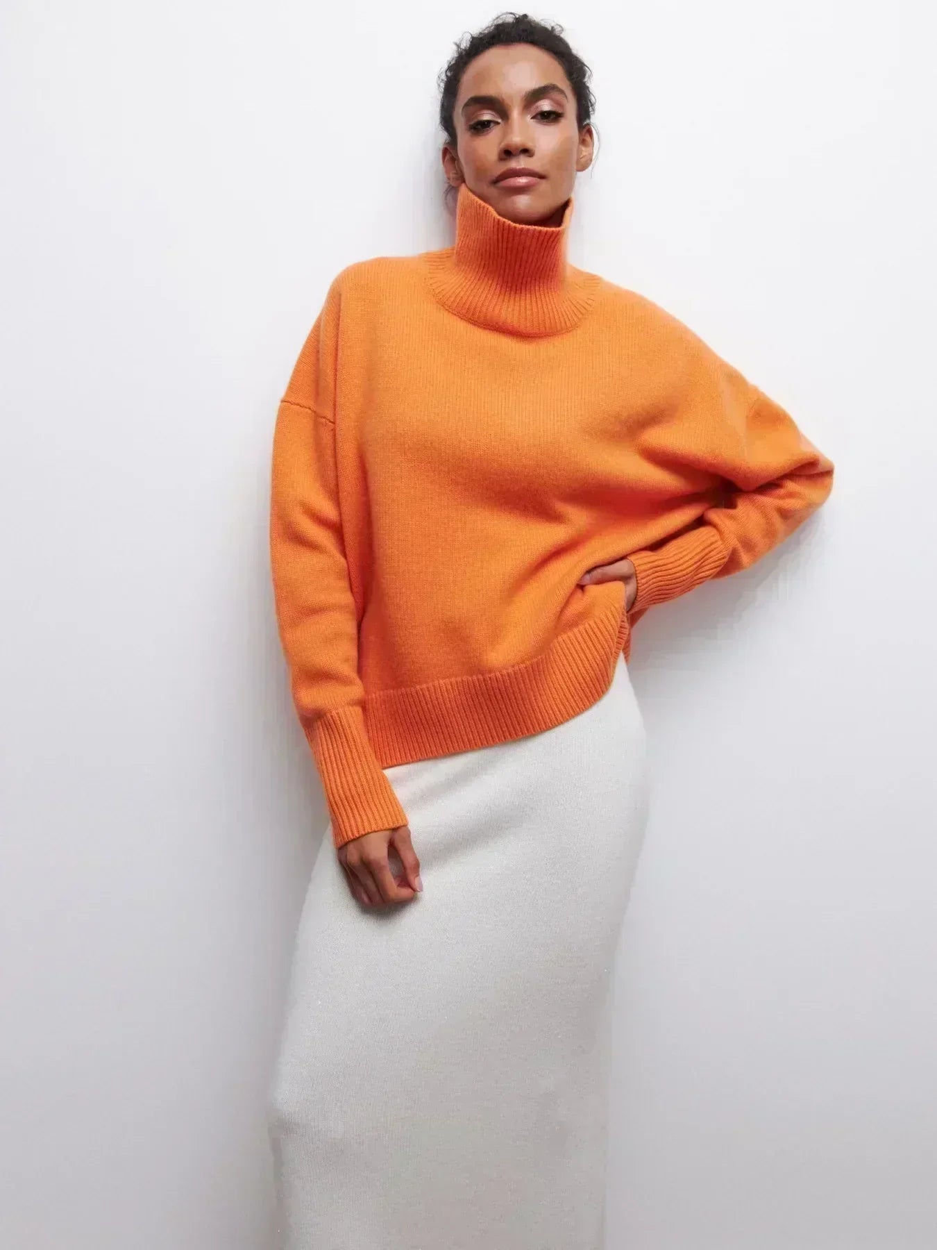 Elegant Oversized Turtleneck Knit Sweater