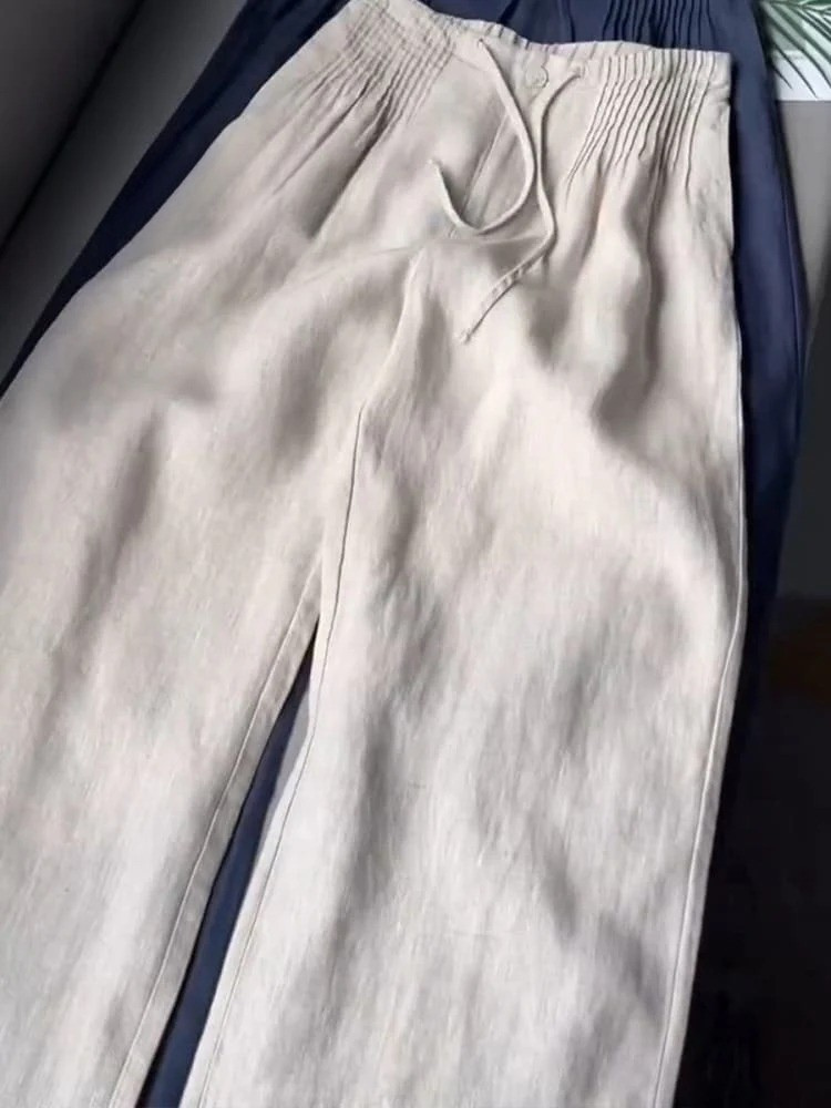 AMELINA – PLEATED LINEN COMFORT FIT PANTS