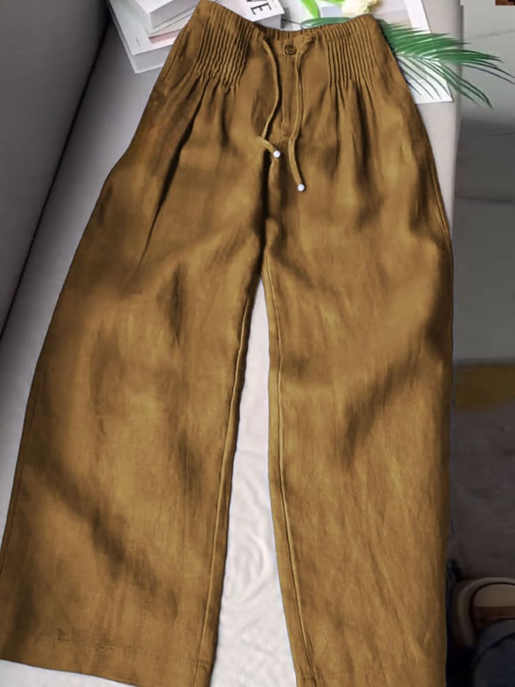 AMELINA – PLEATED LINEN COMFORT FIT PANTS