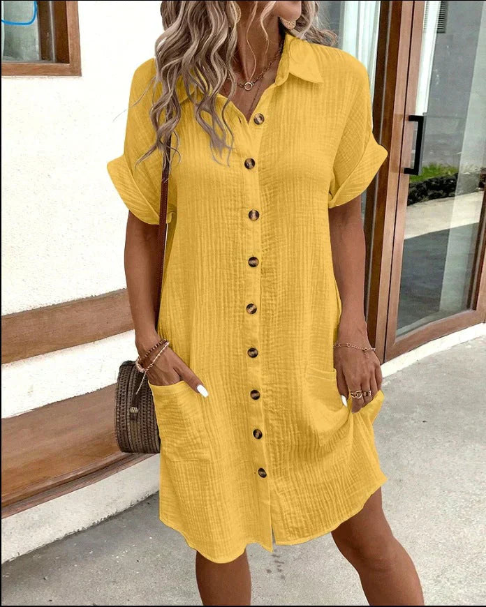 Women's Solid Cotton Polo Dress