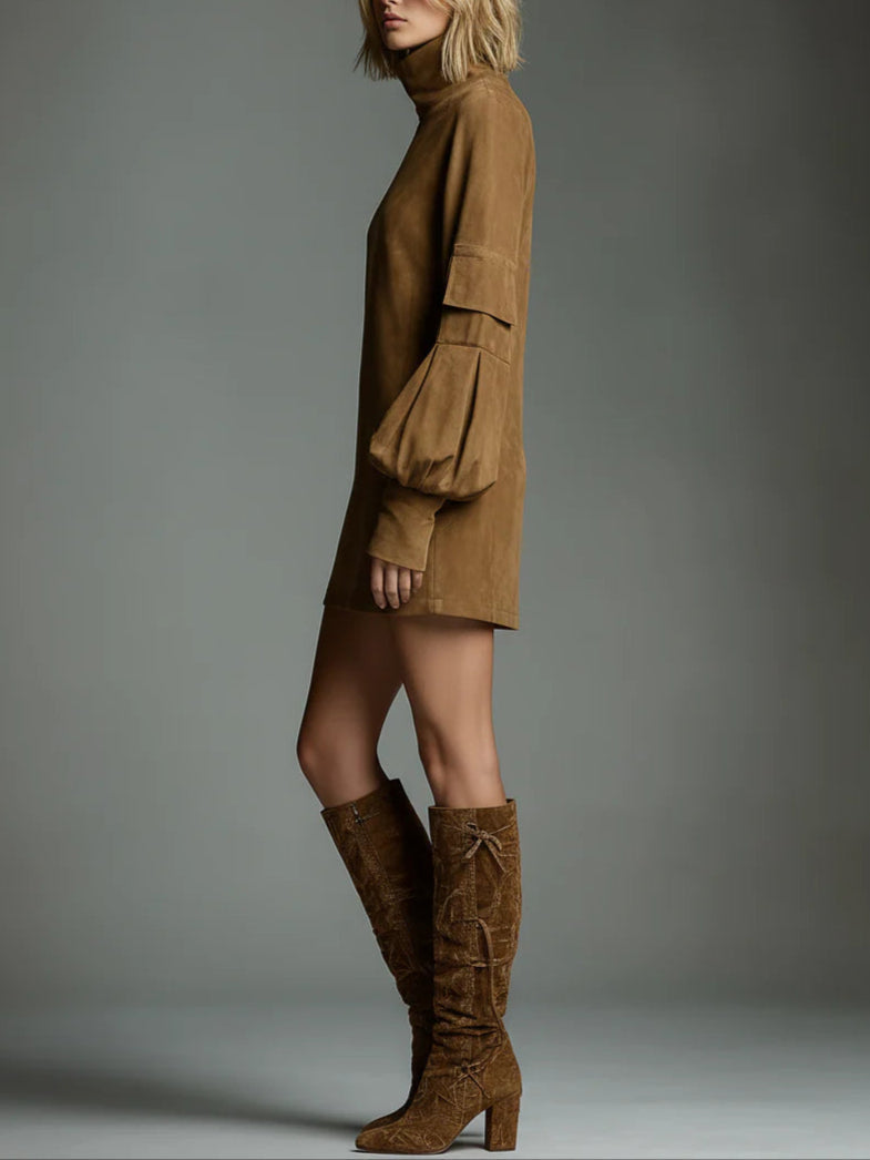 Women's Solid Suede Mini Dress