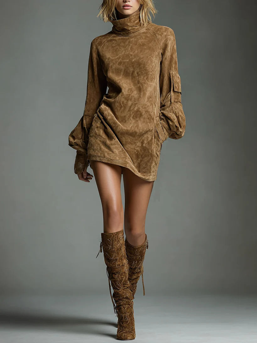 Women's Solid Suede Mini Dress
