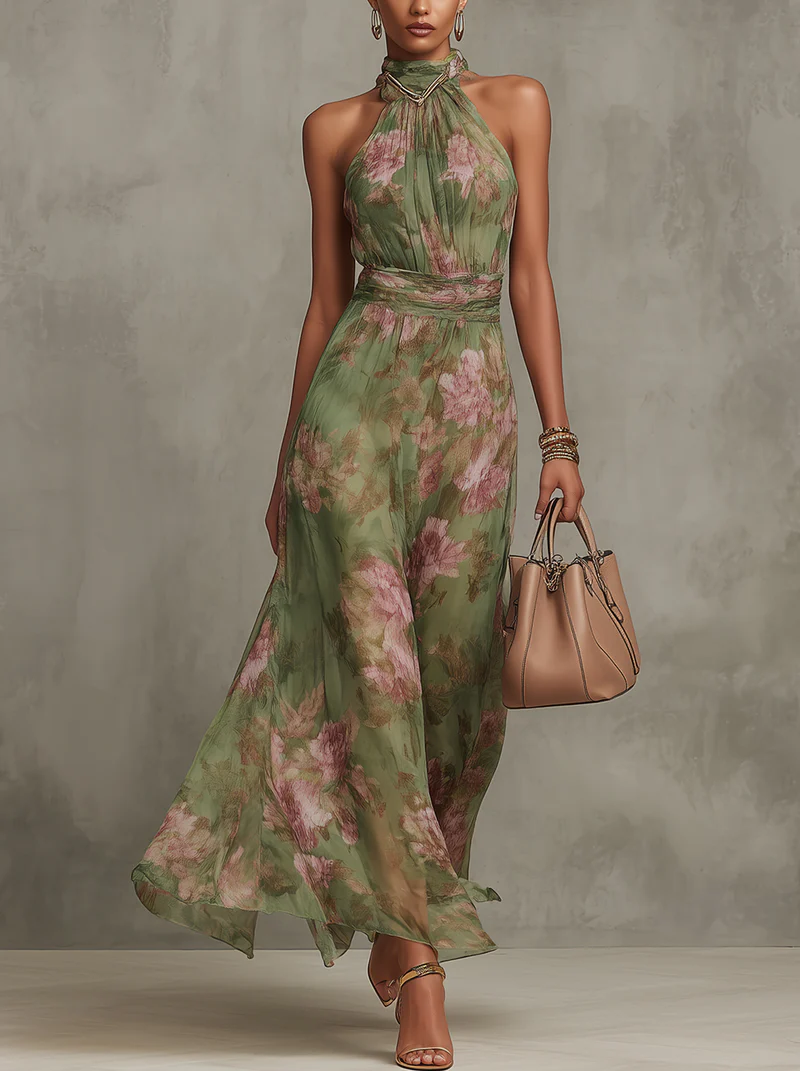 Serena ∙ Long Floral Chiffon Dress for Women