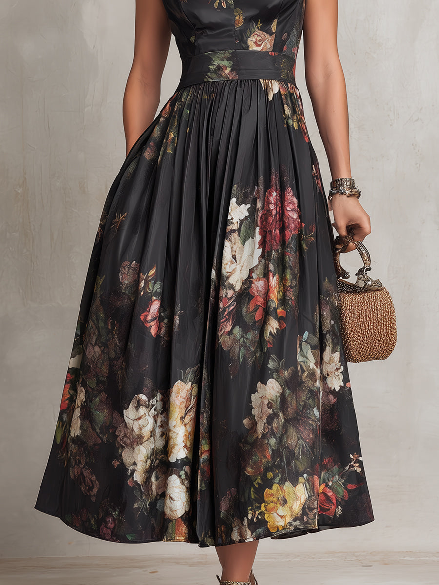 Violetta - Pleated Satin Midi Dress for Women