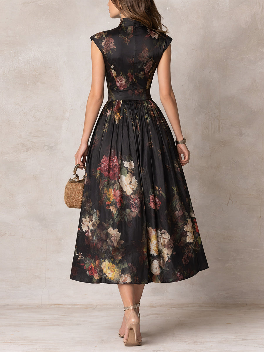 Violetta - Pleated Satin Midi Dress for Women
