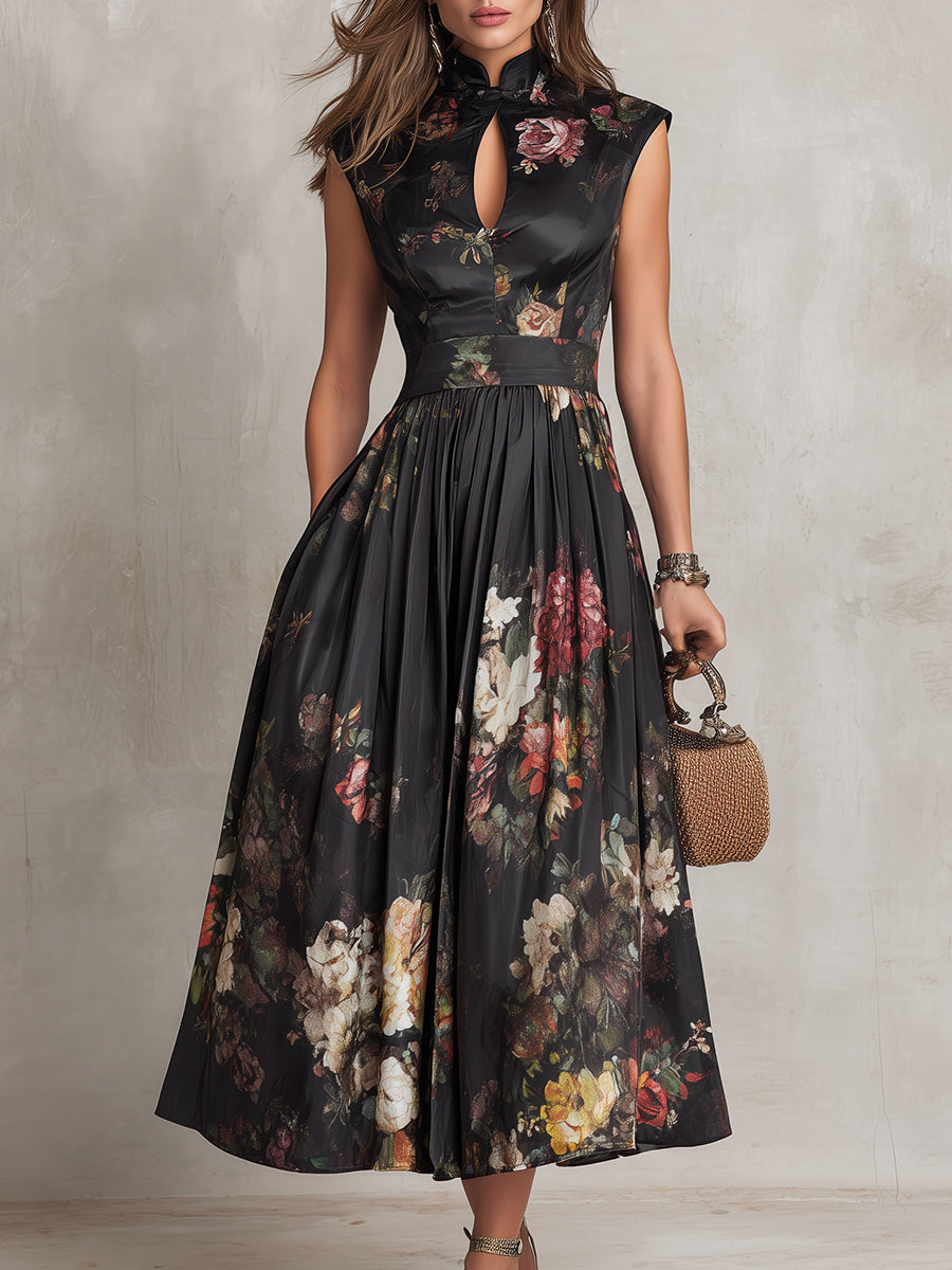 Violetta - Pleated Satin Midi Dress for Women