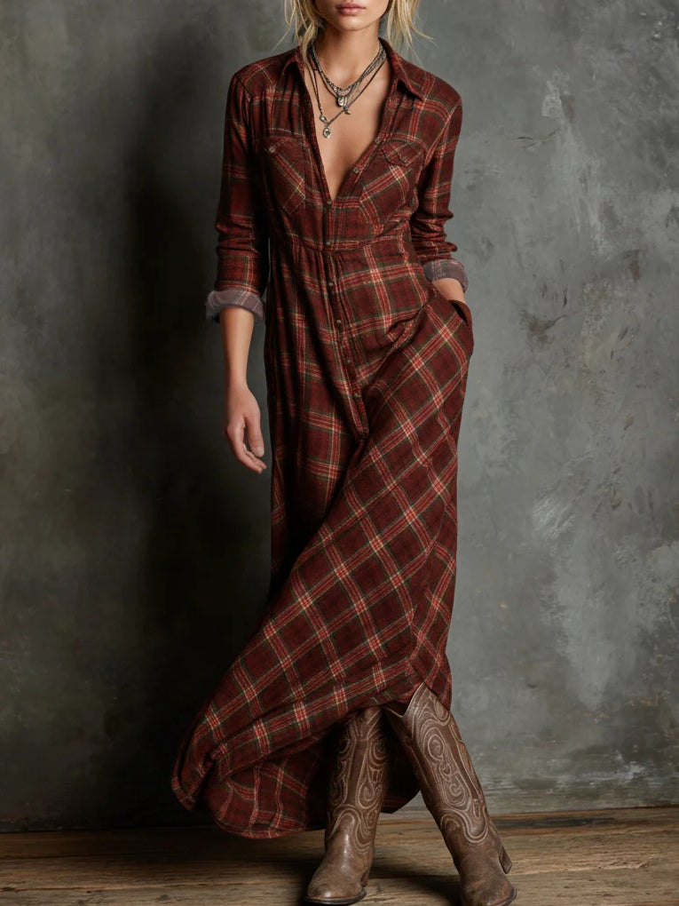 Livia - Long Dress with Shirt Collar for Women